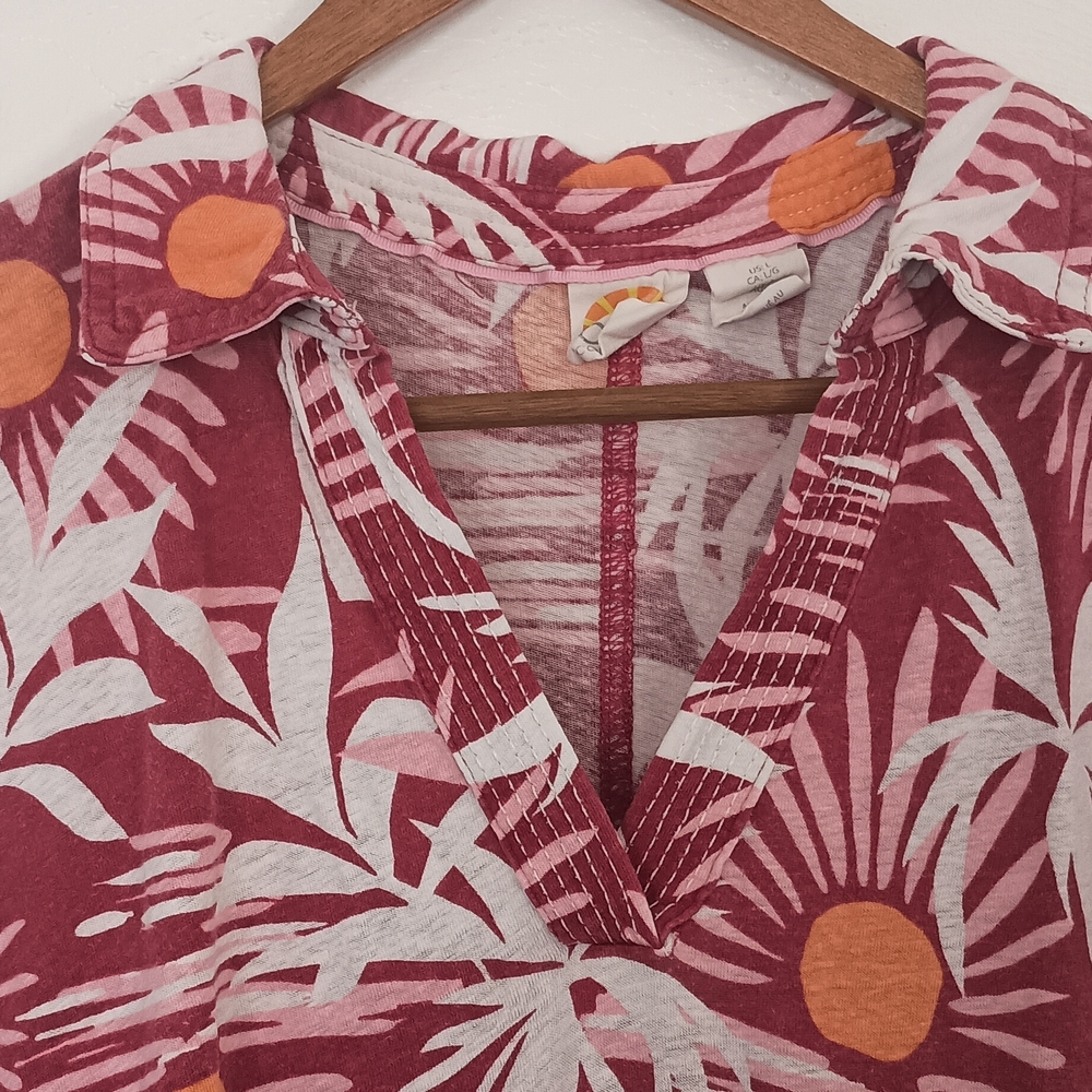 C&C California Linen Blend Floral Short Sleeve Dress